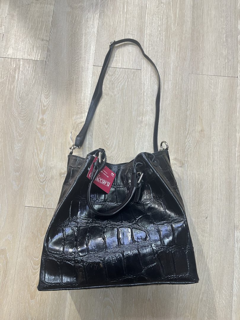 Bolso de Piel Negro Grabado Animal con Doble Asa - Imagen 11