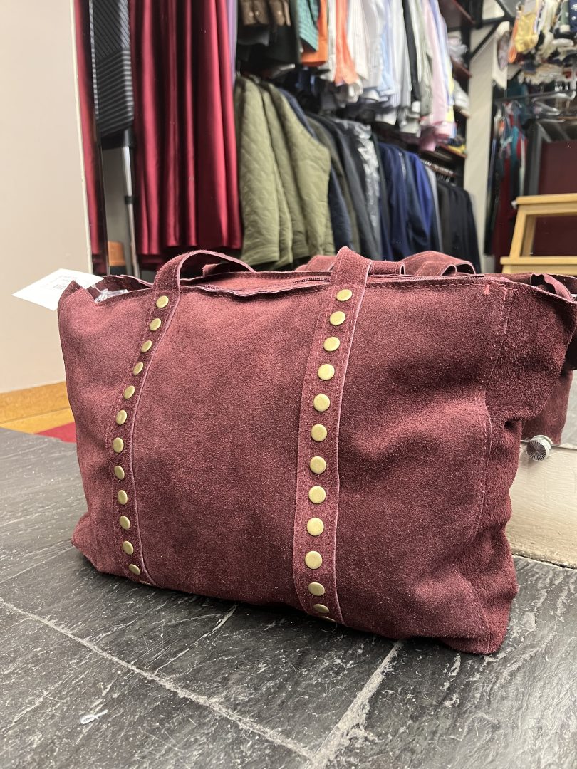 Bolso de Piel Granate con Tachas - Imagen 2
