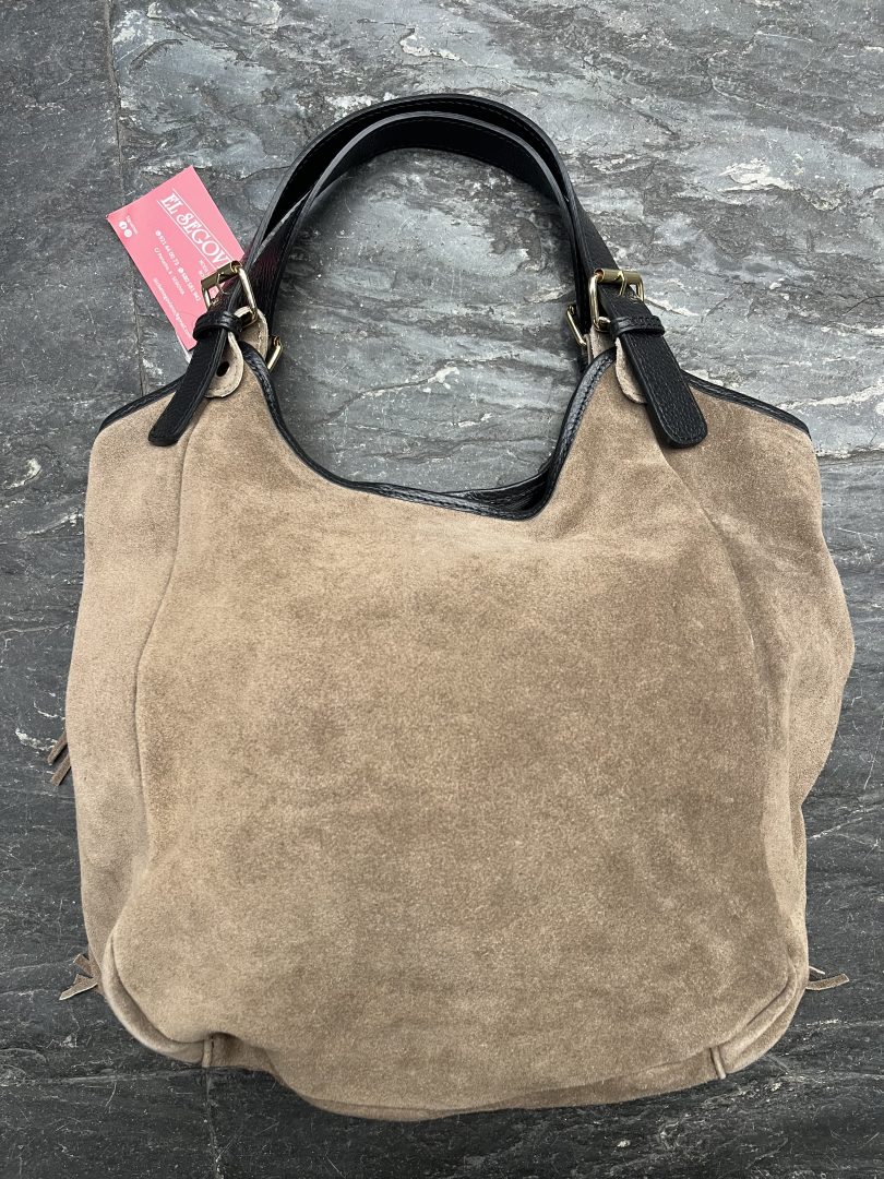 Bolso de Piel Serraje Camel con Flecos - Imagen 2