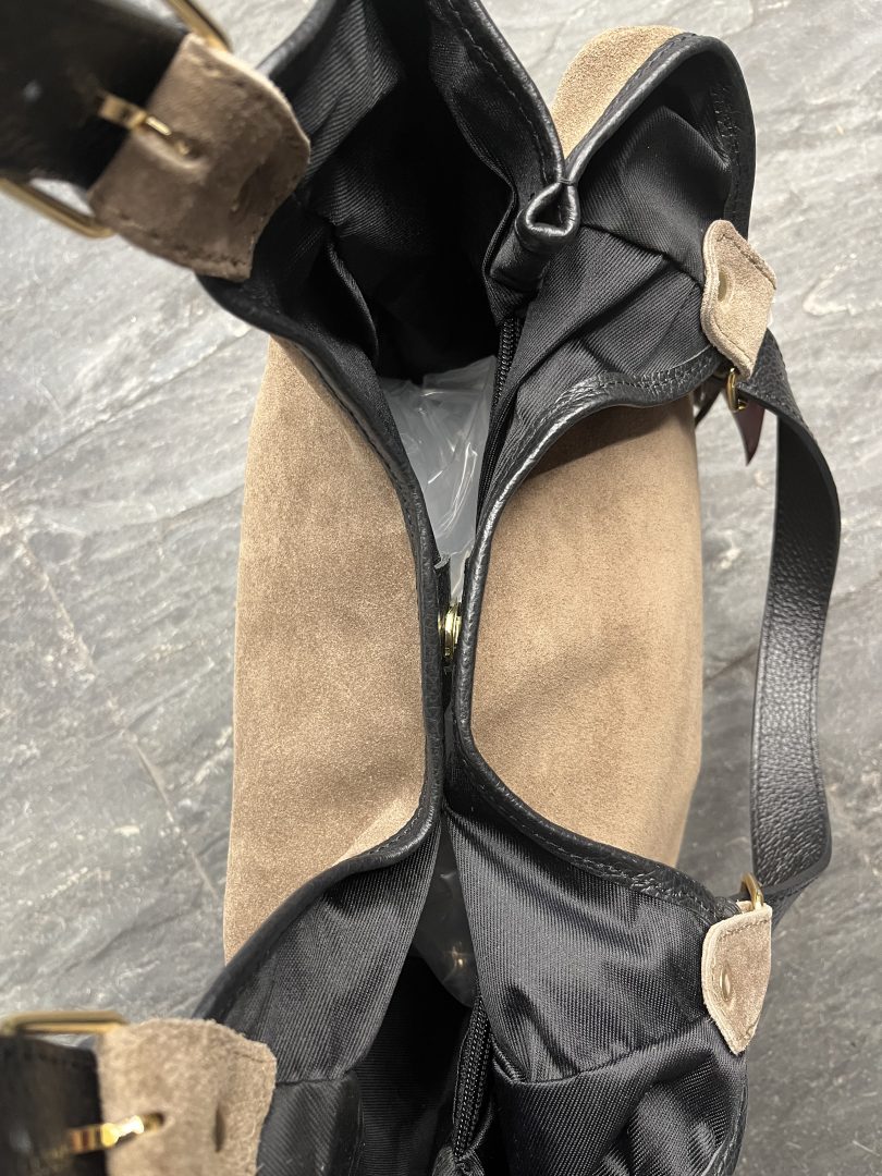 Bolso de Piel Serraje Camel con Flecos - Imagen 7