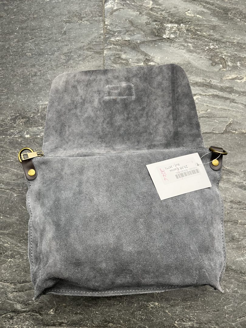 Bolso de Piel Gris Claro con Solapa - Imagen 2