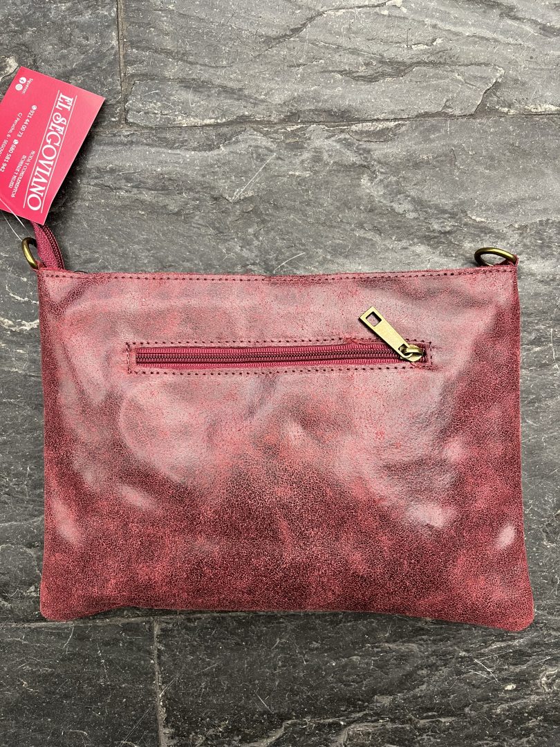 Bolso de Piel Burdeos con Tachuelas - Imagen 2