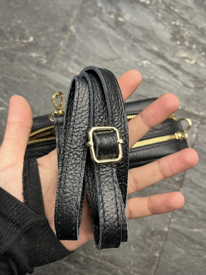 Bolso de Piel Negro con Doble Cremallera - Imagen 4