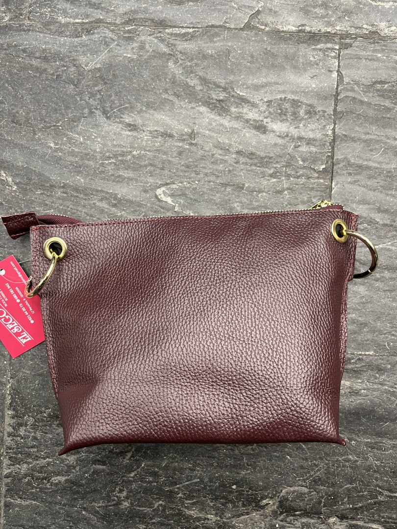 Bolso Granate de Piel con Tachas Doradas - Imagen 2