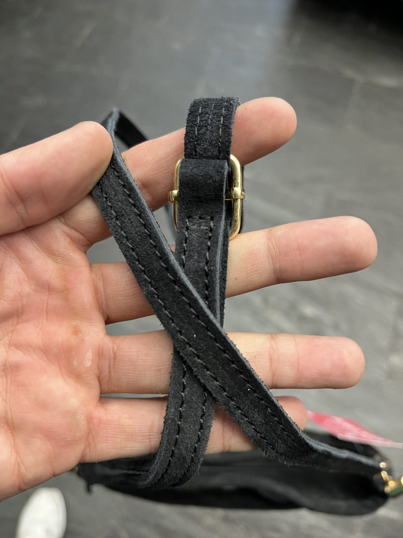 Bolso de Piel Negro Serraje con Flecos - Imagen 3