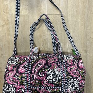 Bolsón de Viaje Acolchado 100% Algodón Estampado Paisley Rosa y Negro