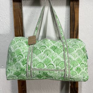Bolsón Acolchado de Viaje 100% Algodón Estampado Verde