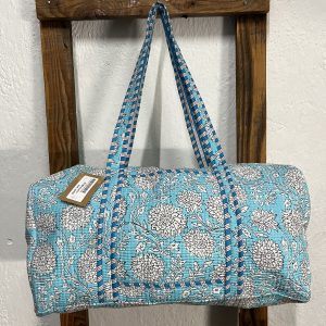 Bolsón Acolchado de Viaje 100% Algodón Estampado Azul