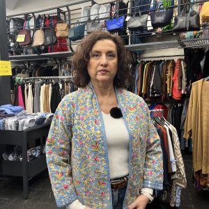 Kimono Bordado Azul 100% Algodón Floral