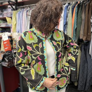 Kimono Bordado de Loneta 100% Algodón – Estilo Étnico Negro Multicolor