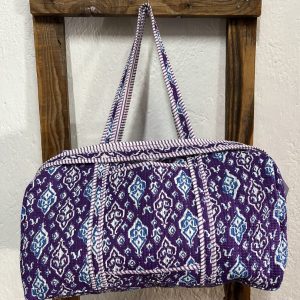 Bolsón Acolchado de Viaje 100% Algodón Estampado Morado
