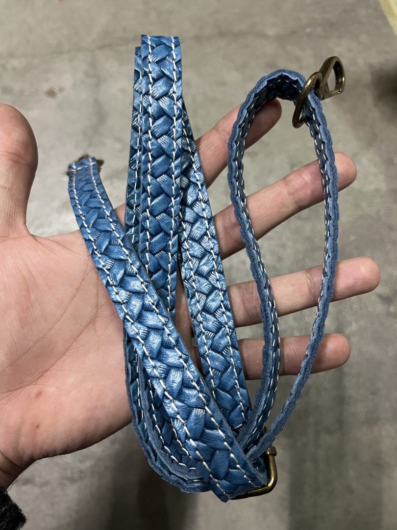 Bolso Piel Trenzada Azul Petróleo - Imagen 5