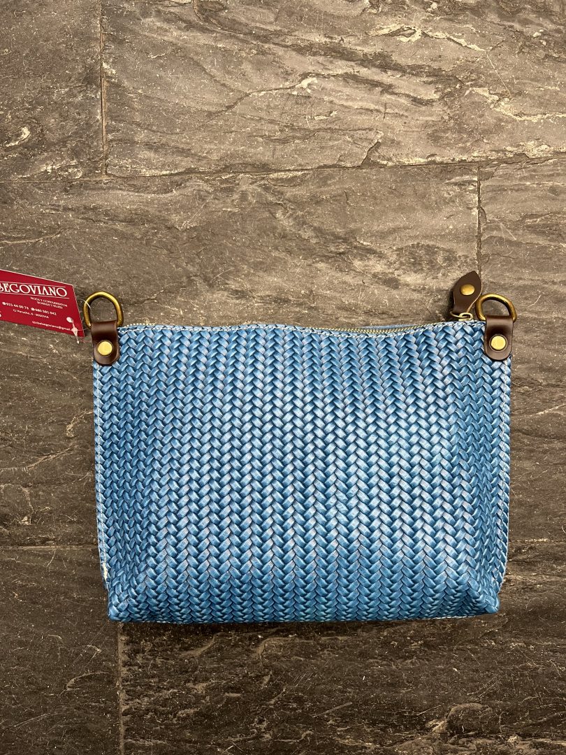 Bolso Piel Trenzada Azul Petróleo - Imagen 3