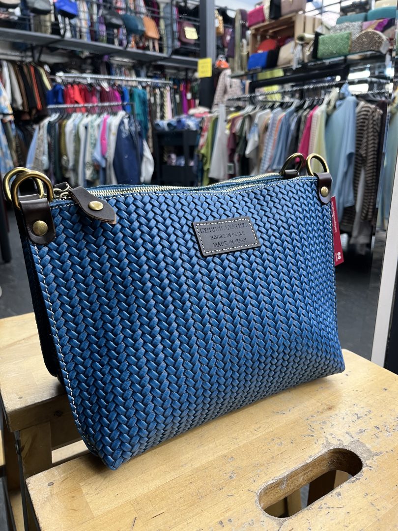 Bolso Piel Trenzada Azul Petróleo - Imagen 4