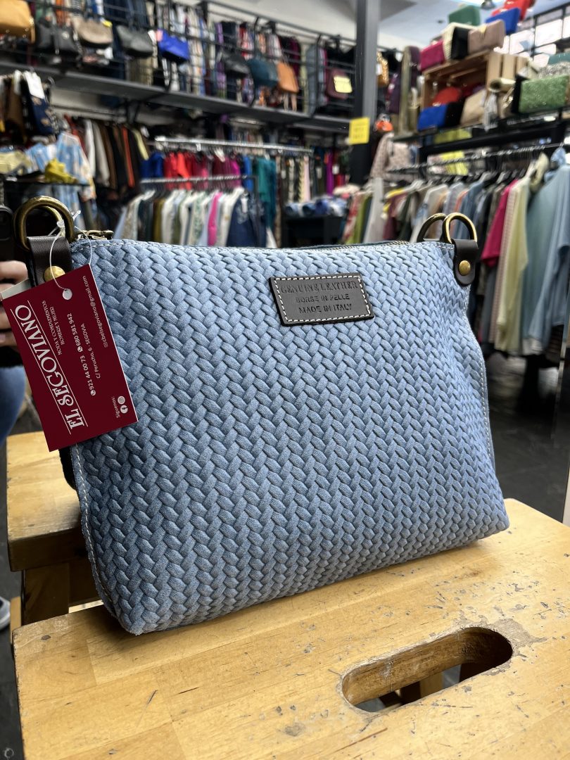 Bolso Piel Trenzada Azul Celeste - Imagen 4