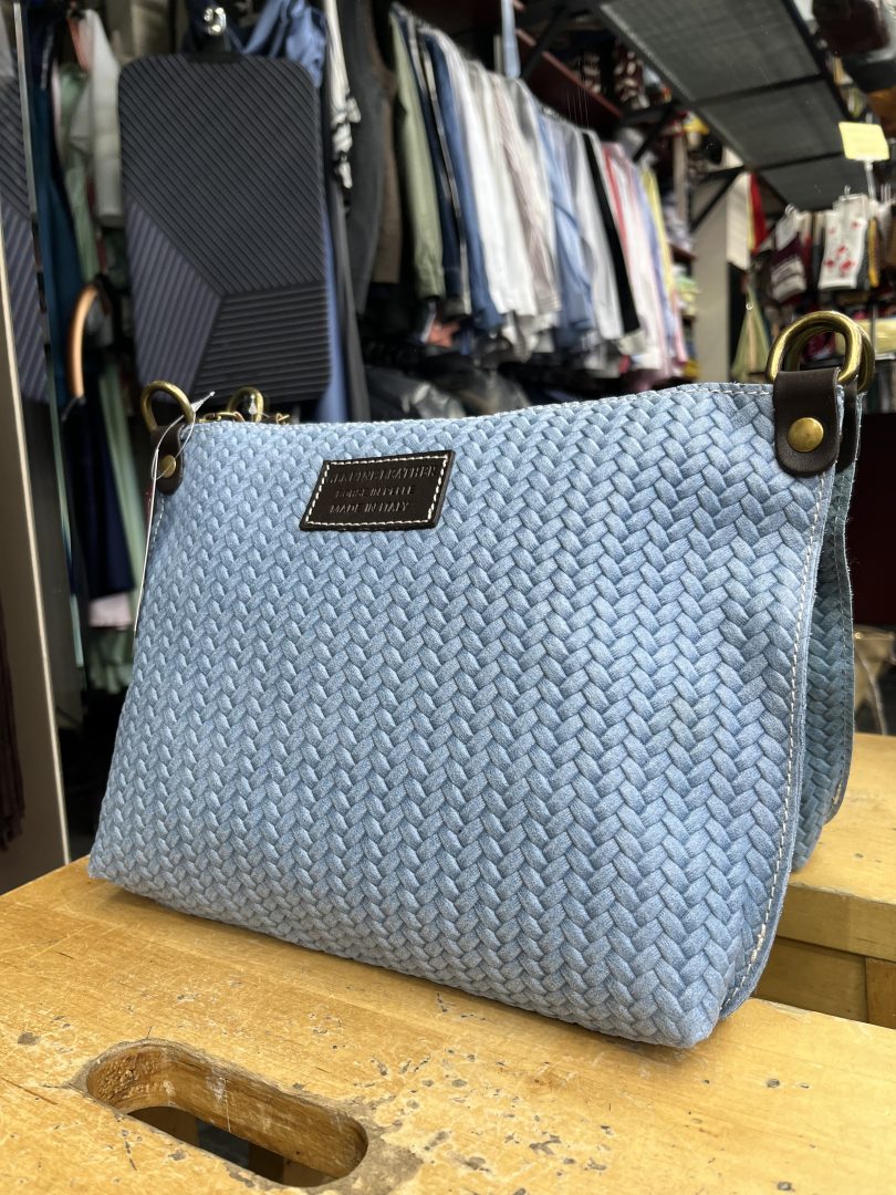 Bolso Piel Trenzada Azul Celeste