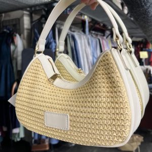 Bolso Rafia Beige Tipo Hobo