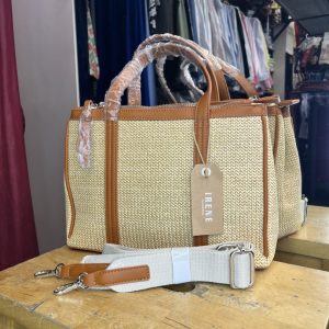 Bolso Rafia Camel Multi Compartimentos