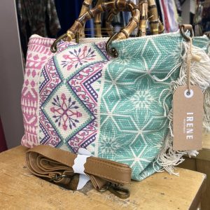 Bolso Algodón Multicolor con Asa de Madera