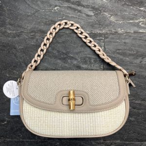 Bolso Rafia Beige Cadena