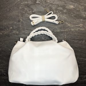 Bolso Polipiel Blanco con Asas Trenzadas
