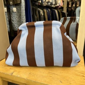Bolso Cierre Boquilla Rayas Marrón y Blanco