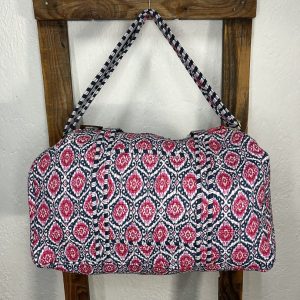 Bolsón Acolchado de Viaje 100% Algodón Estampado Étnico Rosa y Azul