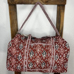 Bolsón Acolchado de Viaje 100% Algodón Estampado Étnico Rojo