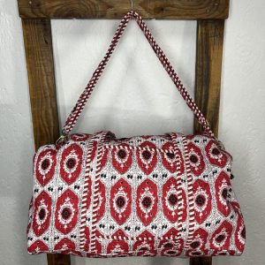 Bolsón Acolchado de Viaje 100% Algodón Estampado Étnico Rojo