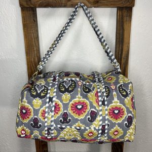 Bolsón Acolchado de Viaje 100% Algodón Estampado Étnico Gris