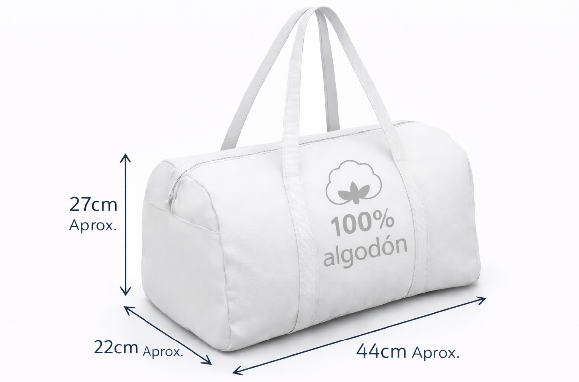 Bolsón Acolchado de Viaje 100% Algodón Estampado Floral Azul y Rojo - Imagen 3