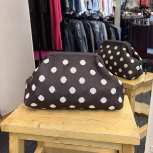 Bolso Cierre Boquilla Lunares Marrón Oscuro y Blanco