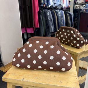 Bolso Cierre Boquilla Lunares Marrón y Blanco