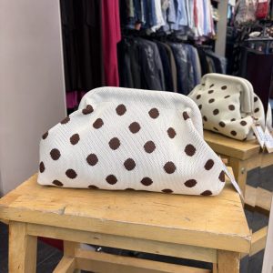 Bolso Cierre Boquilla Lunares Beige y Marrón