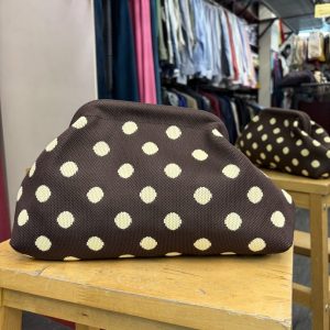 Bolso Cierre Boquilla Lunares Marrón Oscuro y Beige