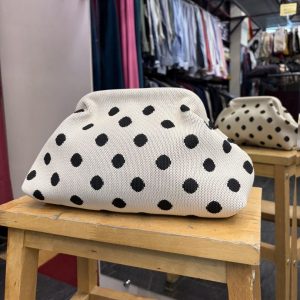 Bolso Cierre Boquilla Lunares Blanco y Negro