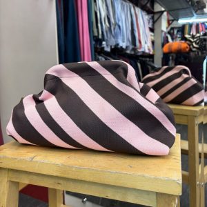 Bolso Cierre Boquilla Rayas Rosas y Marrón Chocolate