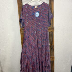 Vestido Seda Estampado Geométrico Burdeos