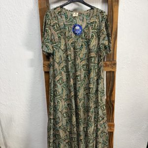 Vestido Seda Estampado Cachemir Verde