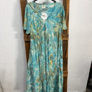 Vestido Seda Estampado Aguas Turquesa