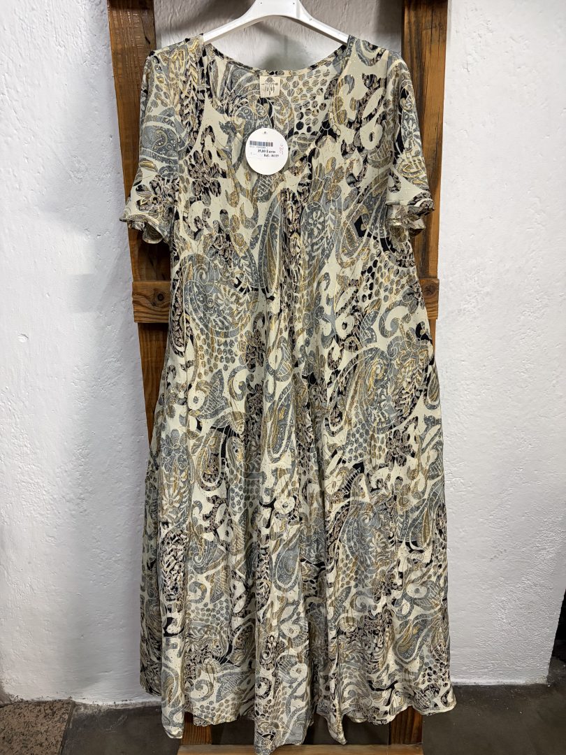 Vestido Seda Estampado Cachemir Beige
