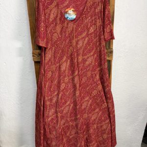 Vestido Seda Estampado Cachemir Rojo