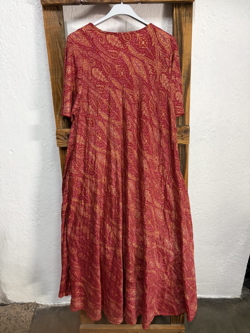 Vestido Seda Estampado Cachemir Rojo - Imagen 3