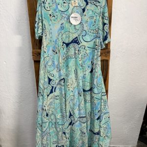 Vestido Seda Estampado Cachemir Turquesa