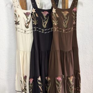 Vestido Tirantes Bordado Floral