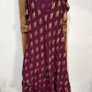 Vestido Seda Étnico Granate