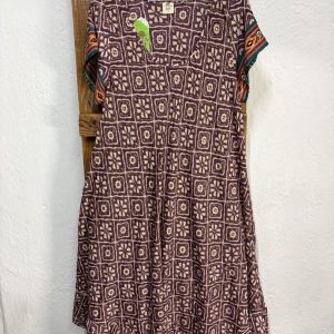 Vestido Seda Geométrico Malva