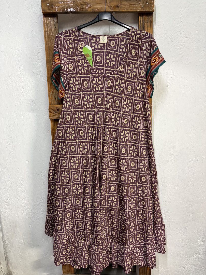 Vestido Seda Geométrico Malva