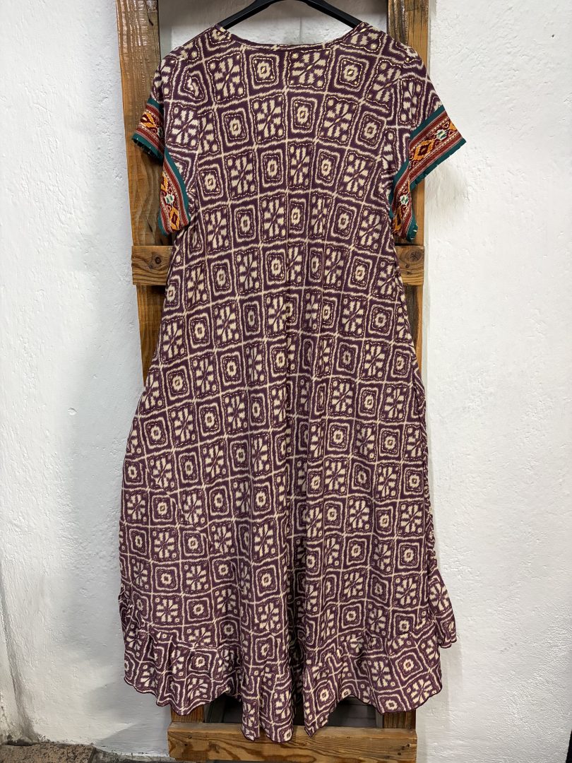 Vestido Seda Geométrico Malva - Imagen 2