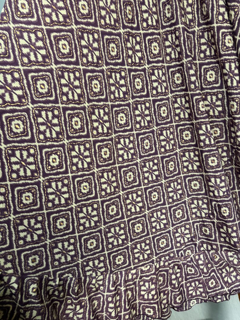 Vestido Seda Geométrico Malva - Imagen 3